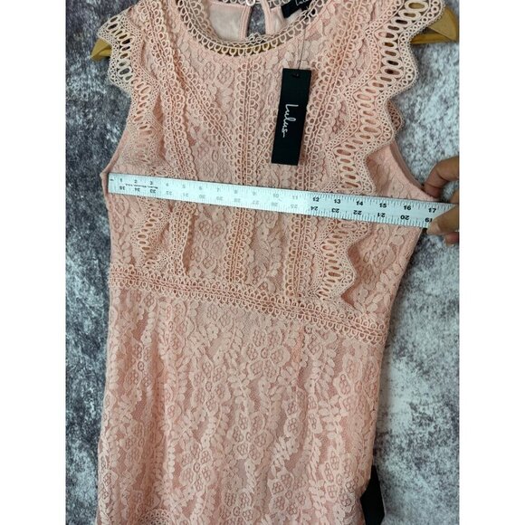 Lulus Dress Womens L Pink Embroidered Crochet Keyhole Ruffles Shift Cottage - Picture 6 of 11